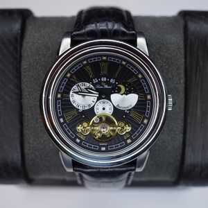 MENS LUCIEN PICCARD AUTOMATIC 2 EYE 24 HR Mechanical WATCH 28116BK